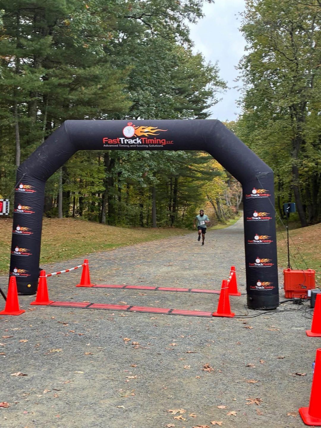 Under the finish arch